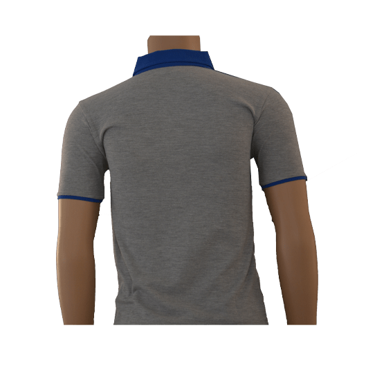 Unisex Grey with Blue Collar Polo Neck T-shirt (From 3rd To 10th Grade) - Image 4