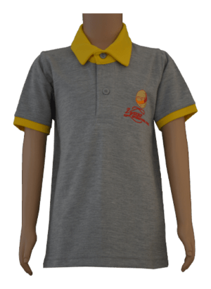 Unisex Grey with Yellow Collar Polo Neck T-shirt (From 3rd To 10th Grade)