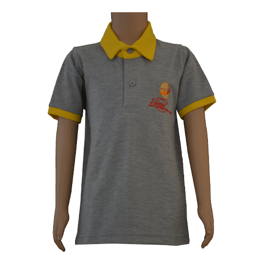 Unisex Grey with Yellow Collar Polo Neck T-shirt (From 3rd To 10th Grade)