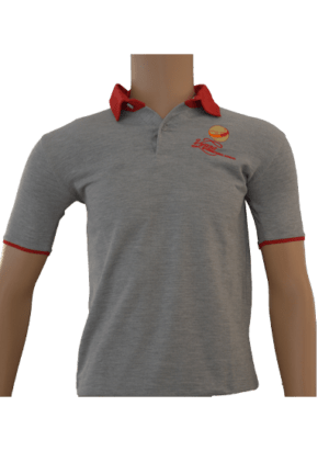 Unisex Grey with Red Collar Polo Neck T-shirt (From 3rd To 10th Grade)