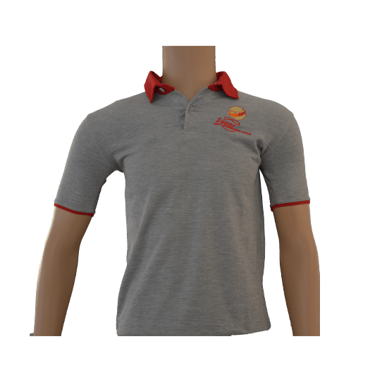 Unisex Grey with Red Collar Polo Neck T-shirt (From 3rd To 10th Grade)