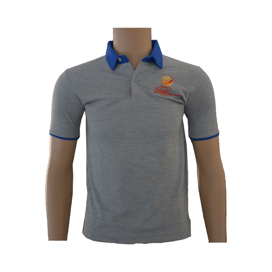 Unisex Grey with Blue Collar Polo Neck T-shirt (From 3rd To 10th Grade)