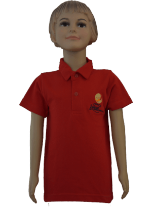 Girls Red Solid Polo Neck T-shirt (PreKg To 2nd Grade and 11th-12th CBSE)