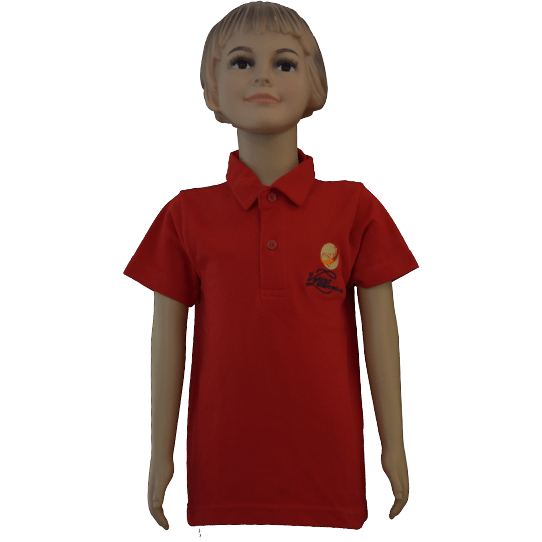 Girls Red Solid Polo Neck T-shirt (PreKg To 2nd Grade and 11th-12th CBSE)