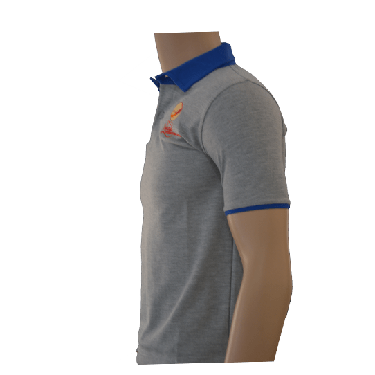 Unisex Grey with Blue Collar Polo Neck T-shirt (From 3rd To 10th Grade) - Image 2