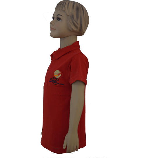 Girls Red Solid Polo Neck T-shirt (PreKg To 2nd Grade and 11th-12th CBSE) - Image 2