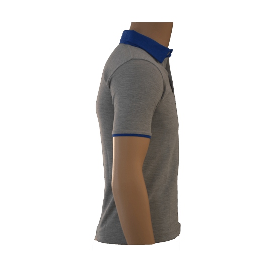 Unisex Grey with Blue Collar Polo Neck T-shirt (From 3rd To 10th Grade) - Image 3