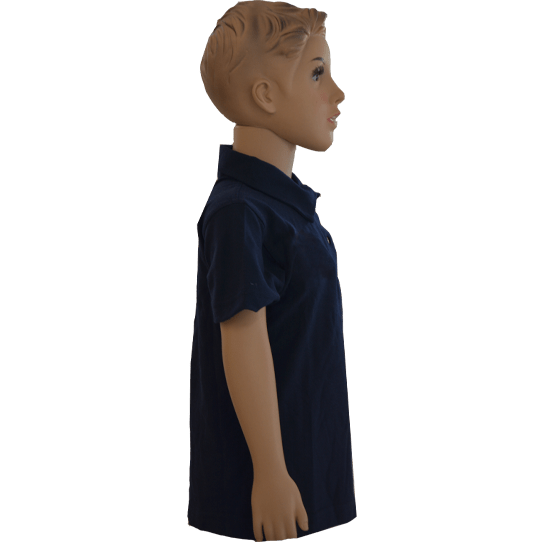 Boys Navy Blue Solid Polo Neck T-shirt (PreKg To 2nd Grade and 11th-12th CBSE) - Image 3